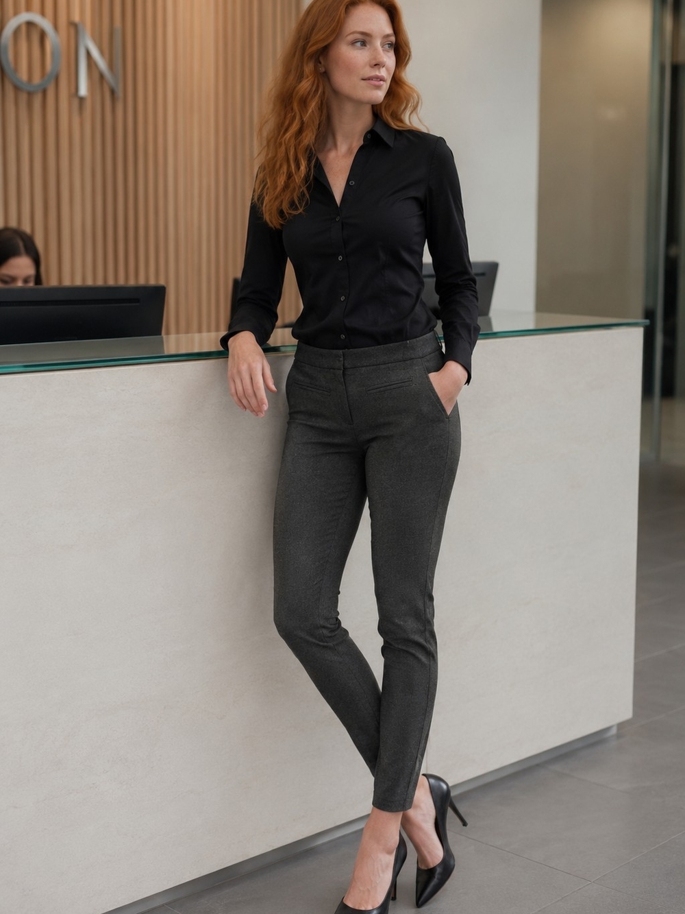 Slim Tailored Ankle Pants — Charcoal Gray